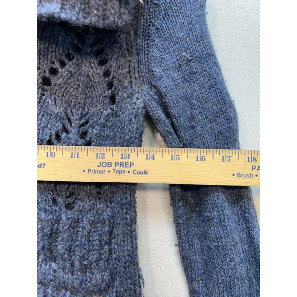 Free People Women's Wool Cardigan Sweater Knit Stretch Size XS Blue Long Sleeve - Picture 9 of 12